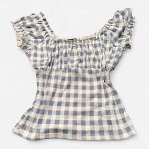 Vibe Blue and White Gingham Blouse